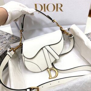 <AUTHENTIC>Dior Saddle Bag in White